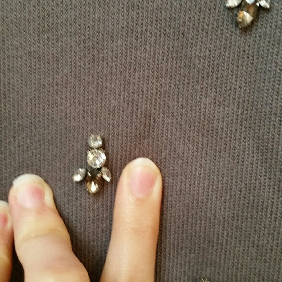 **SALE**J. CREW FACTORY gray jeweled sweatshirt XS - Picture 7 of 7